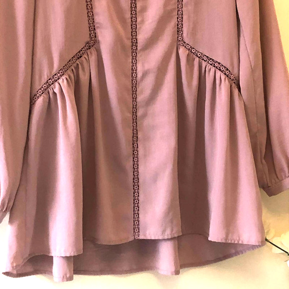 Boho Top Peplum Square Neck Mauve Size S - Picture 4 of 10